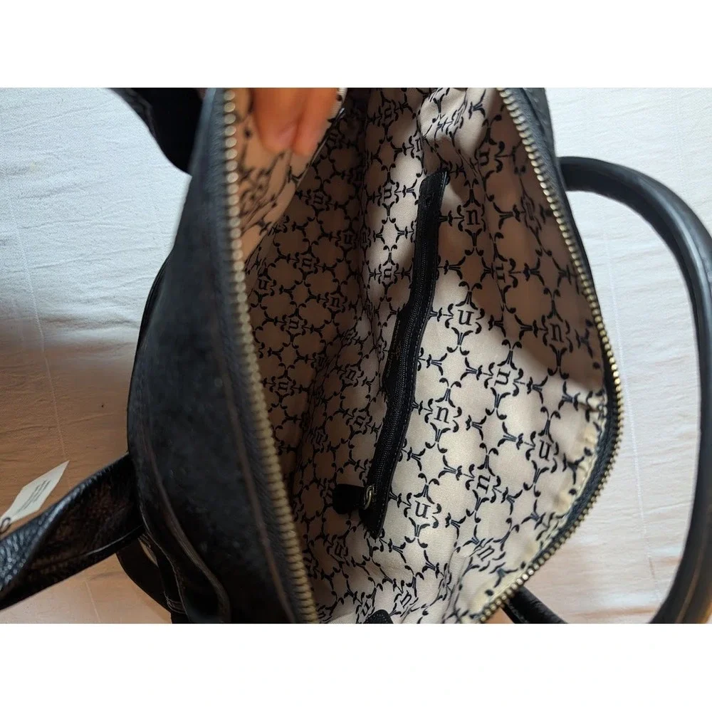 Nanette Lepore Black Suede & Leather Satchel Crossbody‎ Bag Purse Designer